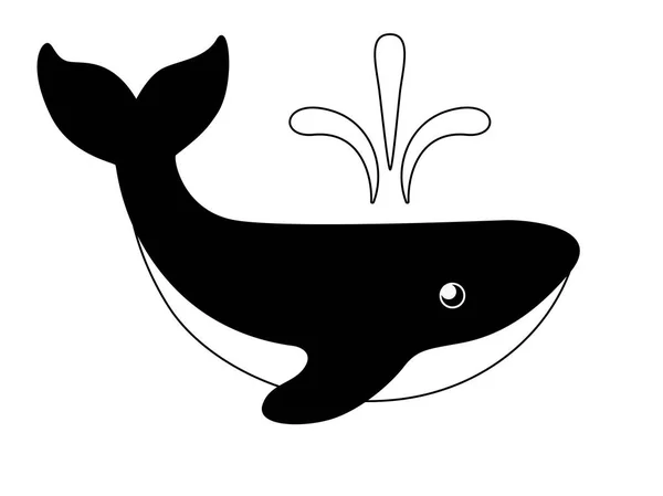 Whale Big Black White Image Marine Mammal Logo Image Whale — Stock Vector