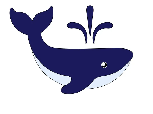 クジラは動物であります 海洋哺乳類のかわいいイメージ 背面からダミーと青い子供クジラの絵 鯨で描きます — ストックベクタ