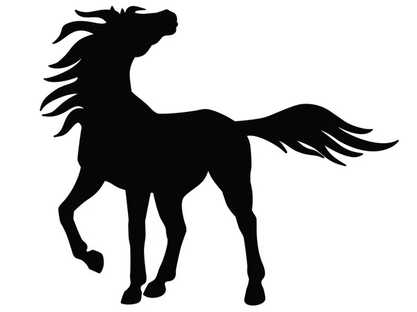 Силуэт Кобылы Длинной Гривой Картина Силуэтом Гордой Лошади Знак Логотип — стоковый вектор