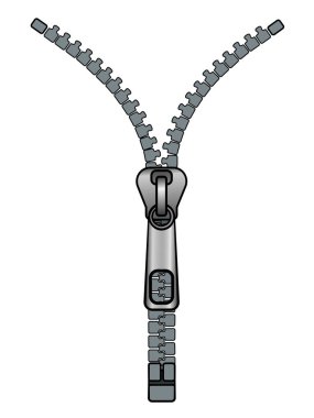 Fermuar kapatma yakın çekim. Fermuar anahat. Doğrusal vektör görüntü. Doğrusal gradyan ile görüntü.