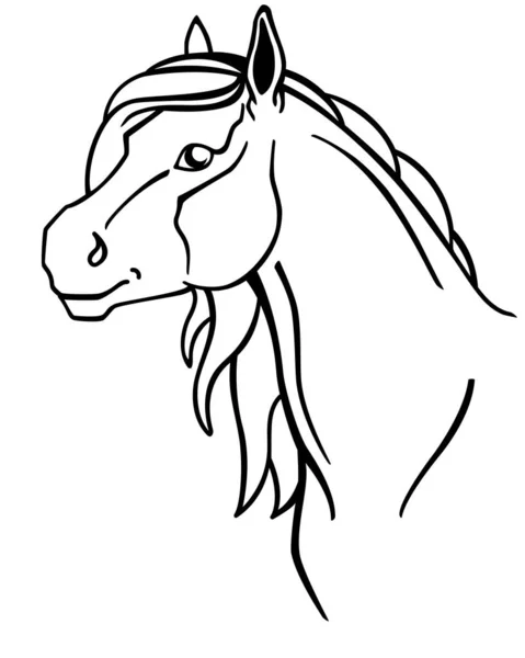 Caballo Cabeza Caballo Retrato Imagen Lineal Para Colorear Cabeza Caballo — Vector de stock