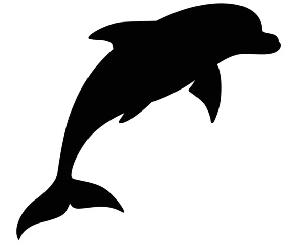 Силуэт Дельфина Морское Млекопитающее Бутылочный Дельфин Векторное Изображение Логотипа Знака — стоковый вектор