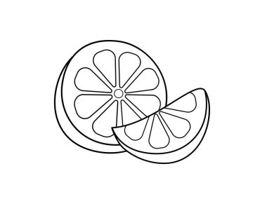 Dilimlenmiş limon - boyama için doğrusal vektör illüstrasyon. Anahat