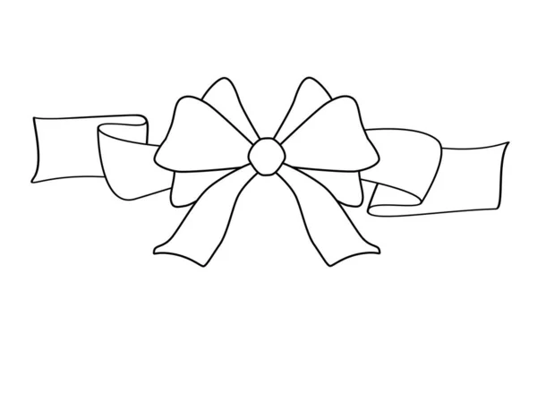 丝带绑在弓矢量线性图片着色 装饰礼品和花束的丝带 — 图库矢量图片