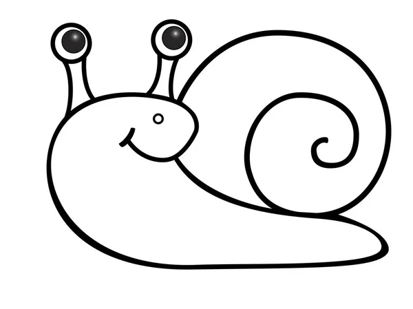 Pequeño Caracol Sonriente Lindo Vector Imagen Lineal Para Colorear Para — Vector de stock