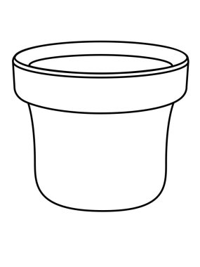 Çiçek saksısı, saksı. Renkler için doğrusal vektör çizimi. Ev bitkileri için boş saksı - vektör ögesi.