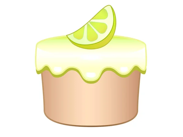 Gâteau Cupcake Glaçure Citron Orné Une Tranche Citron Illustration Vectorielle — Image vectorielle