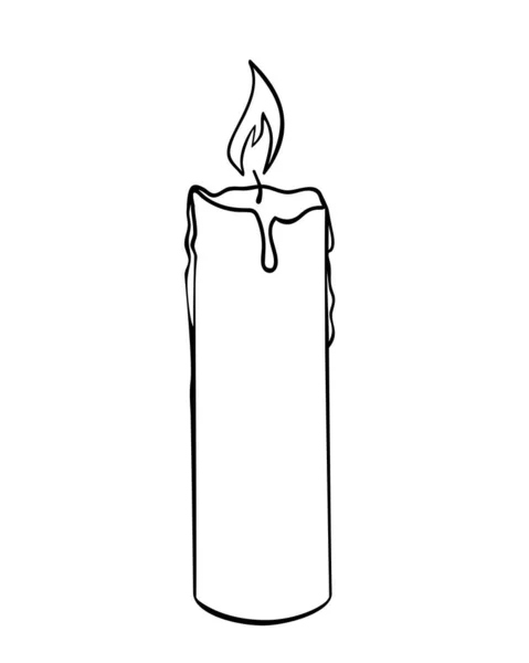 Wax candle - pictogram or logo. Wax burning candle - vector linear picture for coloring.