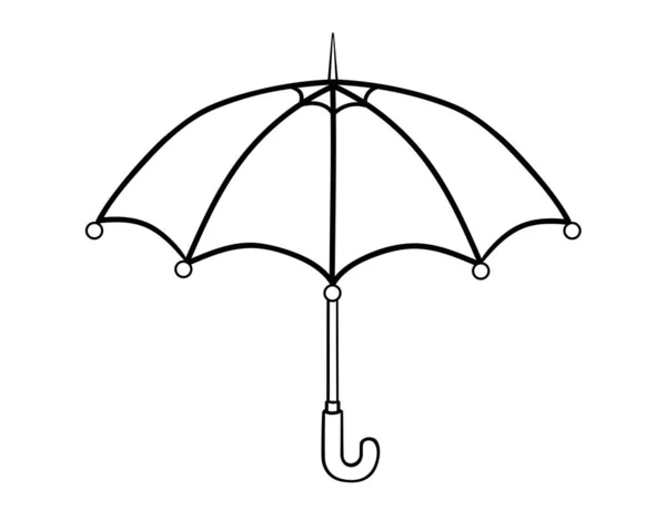 Open Umbrella Linear Vector Illustration Coloring Umbrella Side View Logo — Stock Vector
