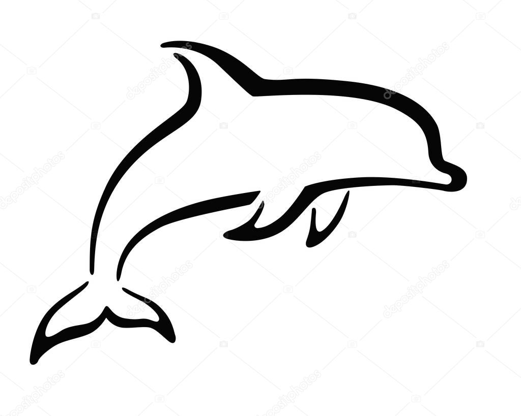 Dolphin - stylized vector sign for logo or pictogram. Dolphin - marine mammal - elegant, stylish icon. Dolphin bottlenose dolphin for corporate identity