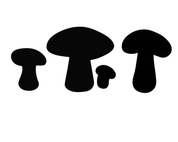 Champignons Silhouettes Vectorielles Noires Pour Logo Pictogramme Ensemble Champignons Silhouettes — Image vectorielle