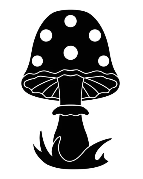 Amanita Mushroom Векторный Чёрный Силуэт Логотипа Пиктограммы Amanita Ядовитый Гриб — стоковый вектор