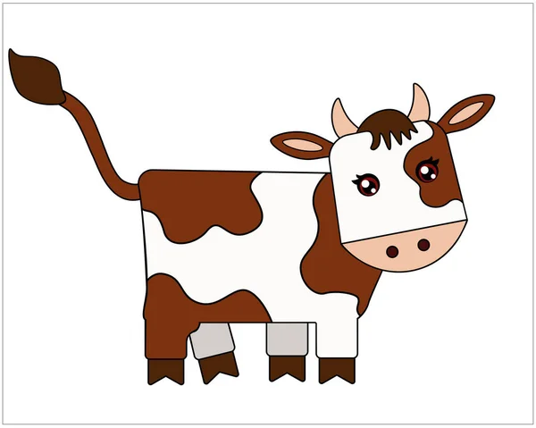 ブルー シンボル2021 フルカラー スタイリッシュな子供のベクトルイラスト 子牛はかわいい絵です 茶色の斑点のあるバッファロー 中国のホロスコープの動物 — ストックベクタ