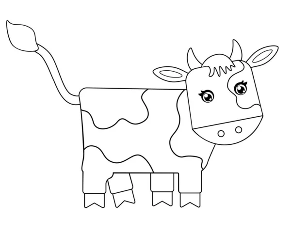 シンボル2021 着色のための線形 様式化されたベクトルイラスト カーフ ぬり絵のためのかわいい絵 小さな雄牛と斑点 — ストックベクタ
