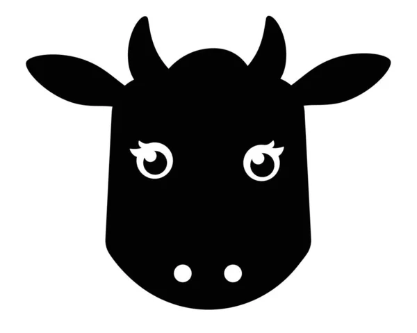 Корова Голова Чорний Силует Векторні Ілюстрації Логотипу Або Піктограми Голова — стоковий вектор