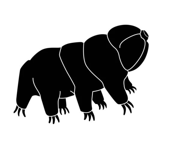 Tardigradesシルエット ロゴや微視的動物とサインのためのストックイラスト タルディグレードの黒いシルエットまたは小さな水熊は非常に小さな無脊椎動物です Eutardgrada — ストックベクタ