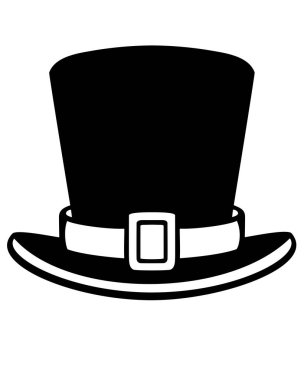 Lepricon şapka. Logo ya da piktogram için siyah beyaz vektör sembolü. Kemerli celinder - kurumsal kimlik silueti, İrlanda ve Aziz Patrick Günü 'nün bir sembolü..