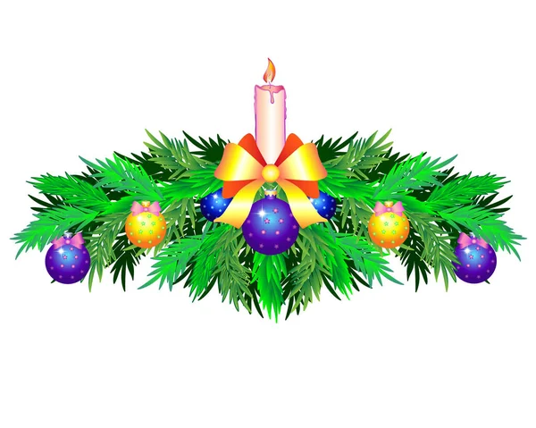 Décor Noël Pour Bannière Carte Décor Noël Nouvel Bougie Branche — Image vectorielle