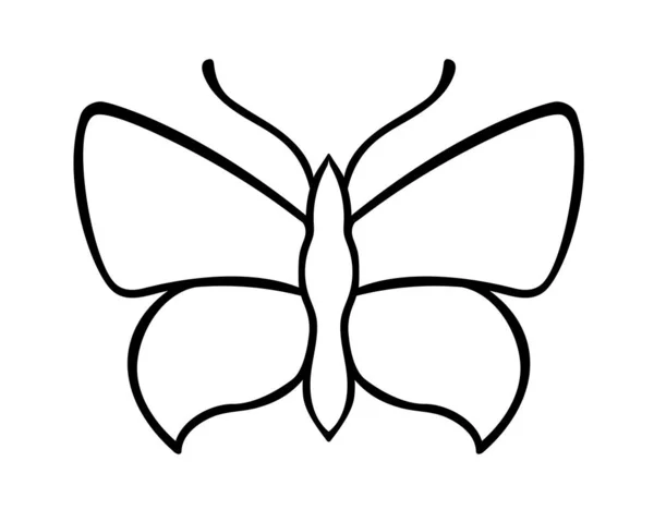 着色または切断のための線形ベクトルテンプレート 蝶のパターンを輪郭 — ストックベクタ