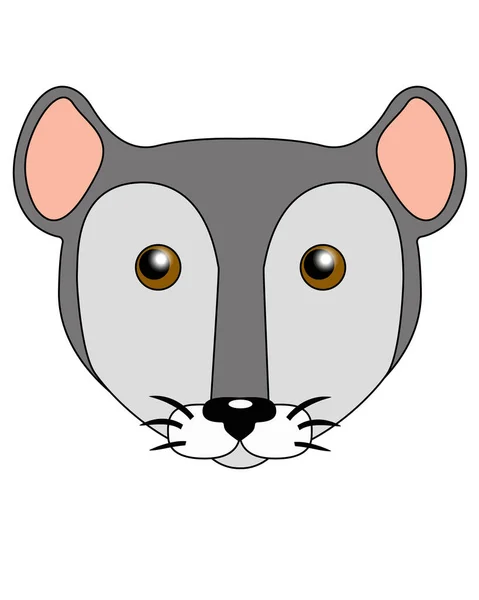 Симпатичная Мультяшная Мышь Крыса Векторная Полноцветная Иллюстрация Морда Серой Мыши — стоковый вектор