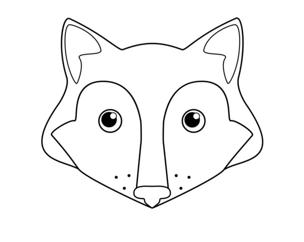 Fox Vector Cartoon Linear Picture Coloring Fox Head Cute Picture — Stock Vector