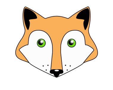 Kızıl saçlı yeşil gözlü tilki. Tam renk çizimi. Tilki kafası - Güzel resim, bebeğim, gülümse.