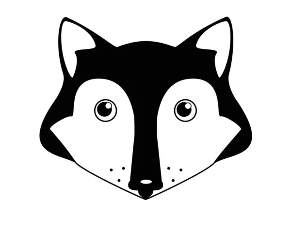 Cute Fox Vector Ilustración Blanco Negro Cabeza Zorro Linda Imagen — Vector de stock