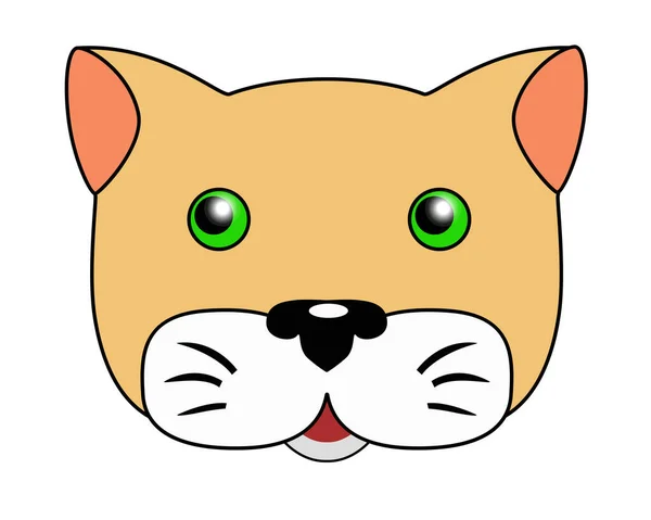 Ginger Cat Vector Full Color Illustration Kitten Head Cute Picture — Stock Vector