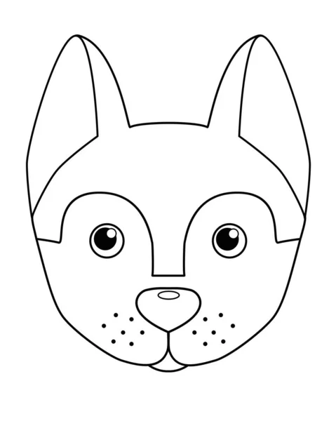 Husky Puppy Muzzle Vector Linear Illustration Color 귀엽게 그림은 아이들을 — 스톡 벡터