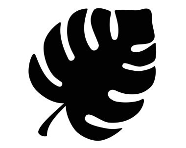 Tropikal yaprak - siyah siluet - piktogram veya logo için stok çizimi. Canavar yaprağı silueti - işaret ya da simge.