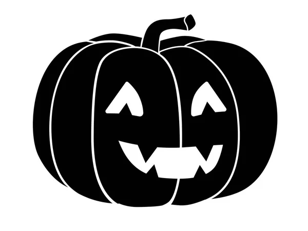 Abóbora Silhueta Vetor Preta Pictograma Logotipo Abóbora Halloween Com Rosto — Vetor de Stock