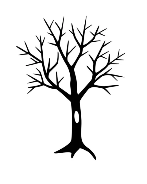 Дерево Листьев Полыми Черный Векторный Силуэт Пиктограммы Логотипа Осеннее Дерево — стоковый вектор