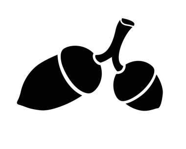 Palamutlar - piktogram veya logo için siyah vektör silueti. İki meşe palamudu - işaret ya da simge.