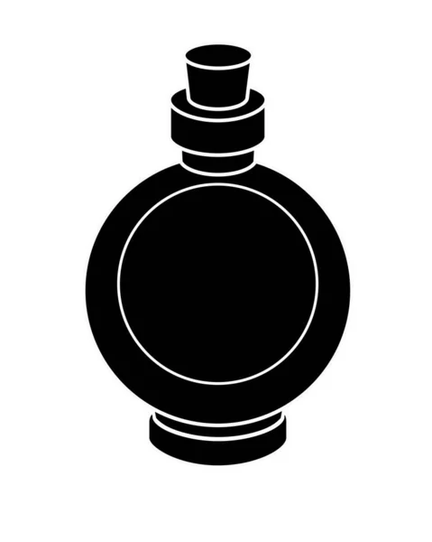 Malá Lahvička Černá Vektorová Silueta Piktogram Nebo Logo Lahvička Lektvar — Stockový vektor