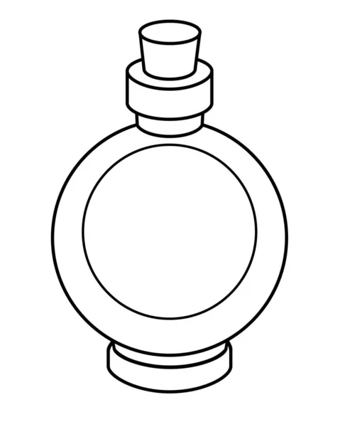 天然コルク付きガラスボトル 着色のためのベクトル線形イラスト 着色本のためのヴィンテージガラスボトル要素 — ストックベクタ