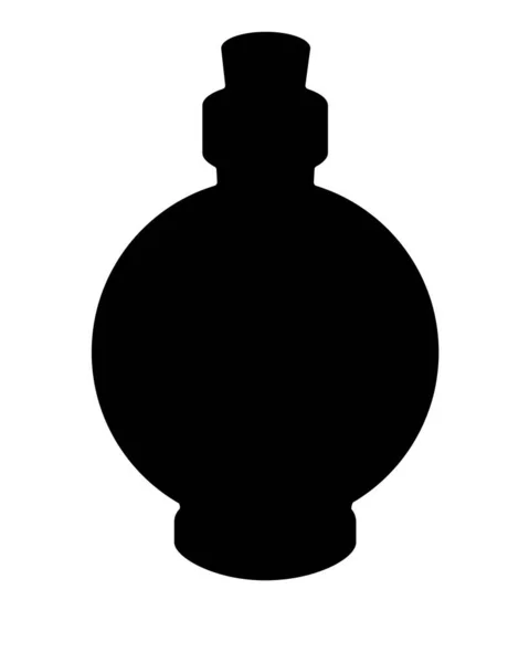 Vintage Bottle Black Vector Silhouette Pictogram Logo Small Bottle Closed — Stock Vector