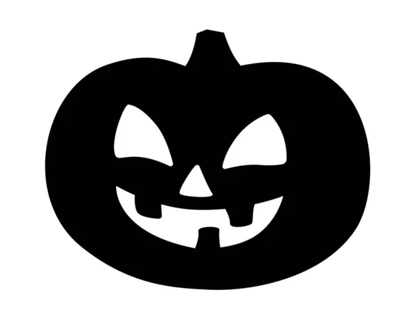 Pompoen Met Gesneden Gezicht Zwart Vectorsilhouet Voor Pictogram Logo Halloween — Stockvector