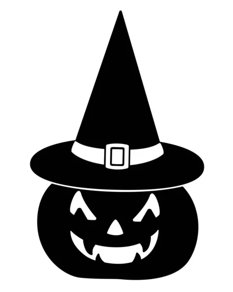 Calabaza Sombrero Silueta Negra Vectorial Para Pictograma Logotipo Calabaza Halloween — Vector de stock