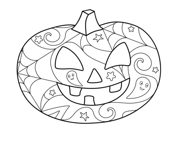 Citrouille Halloween Coloration Nantistress Image Vectorielle Linéaire Pour Coloration Citrouille — Image vectorielle