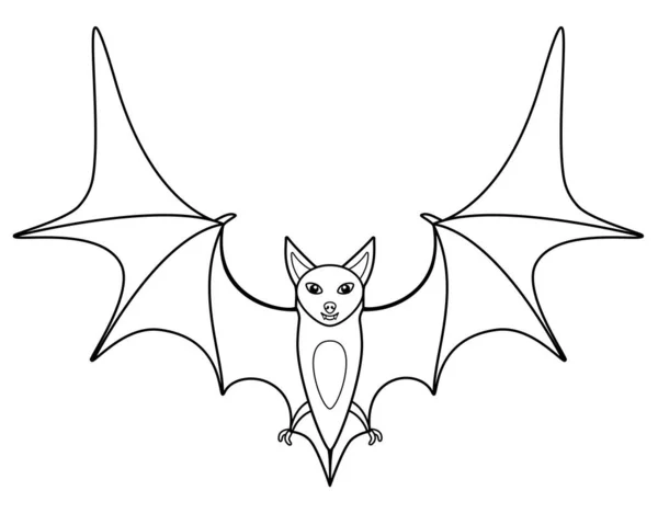 Bat Ilustracja Wektora Liniowego Element Barwienia Cute Bat Dla Kolorowanki — Wektor stockowy
