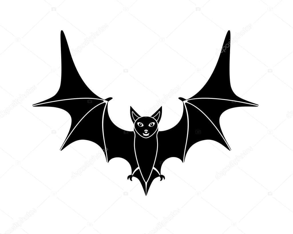 Stylized Bat - vector silhouette - element for logo or pictogram. Bat is a black silhouette for a corporate identity or icon.