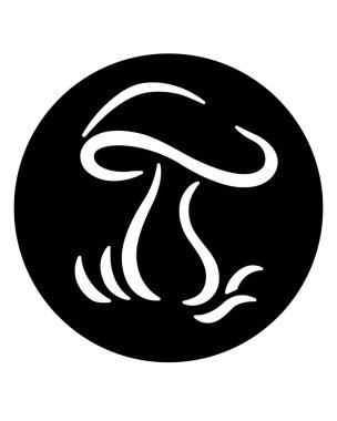 Mantar, yenilebilir bir mantarın biçimlendirilmiş silueti - vektör şablonu. Bir simge ya da işaret için çimenlerin üzerinde stilize edilmiş bir mantar..