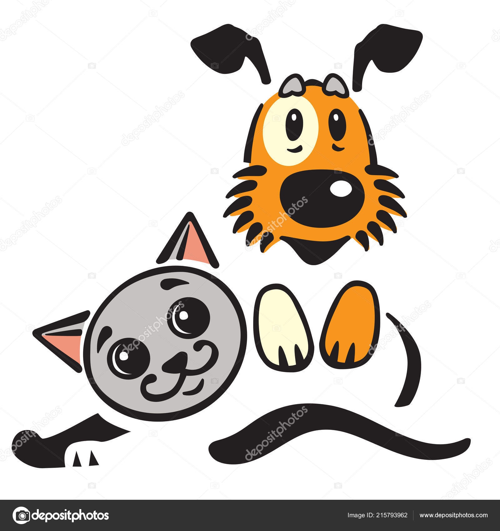 Dessin Animé Chiot Chien Chat Logo Vectoriel Icône Emblème