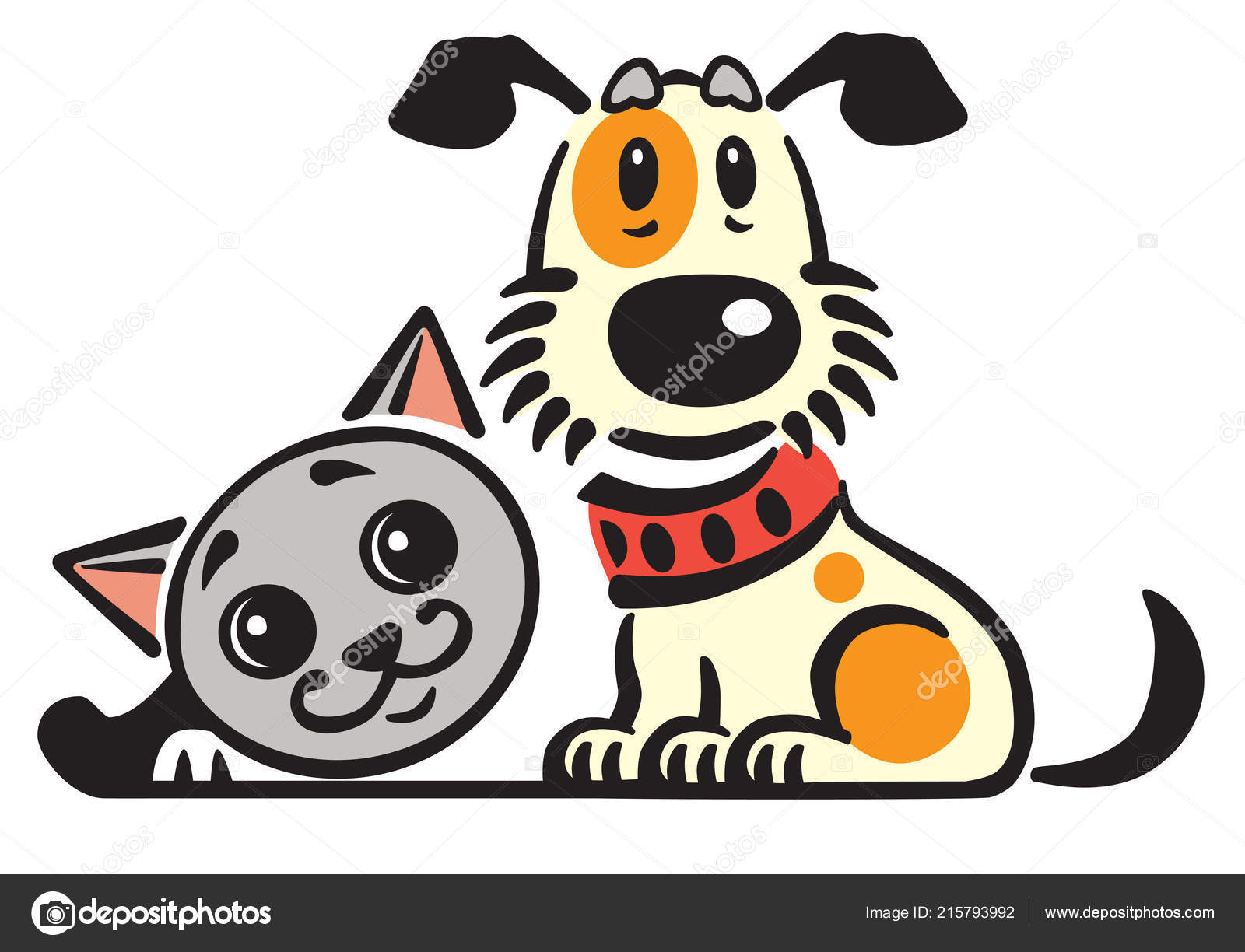 Dessin Animé Chiot Chien Chat Logo Vectoriel Icône Emblème