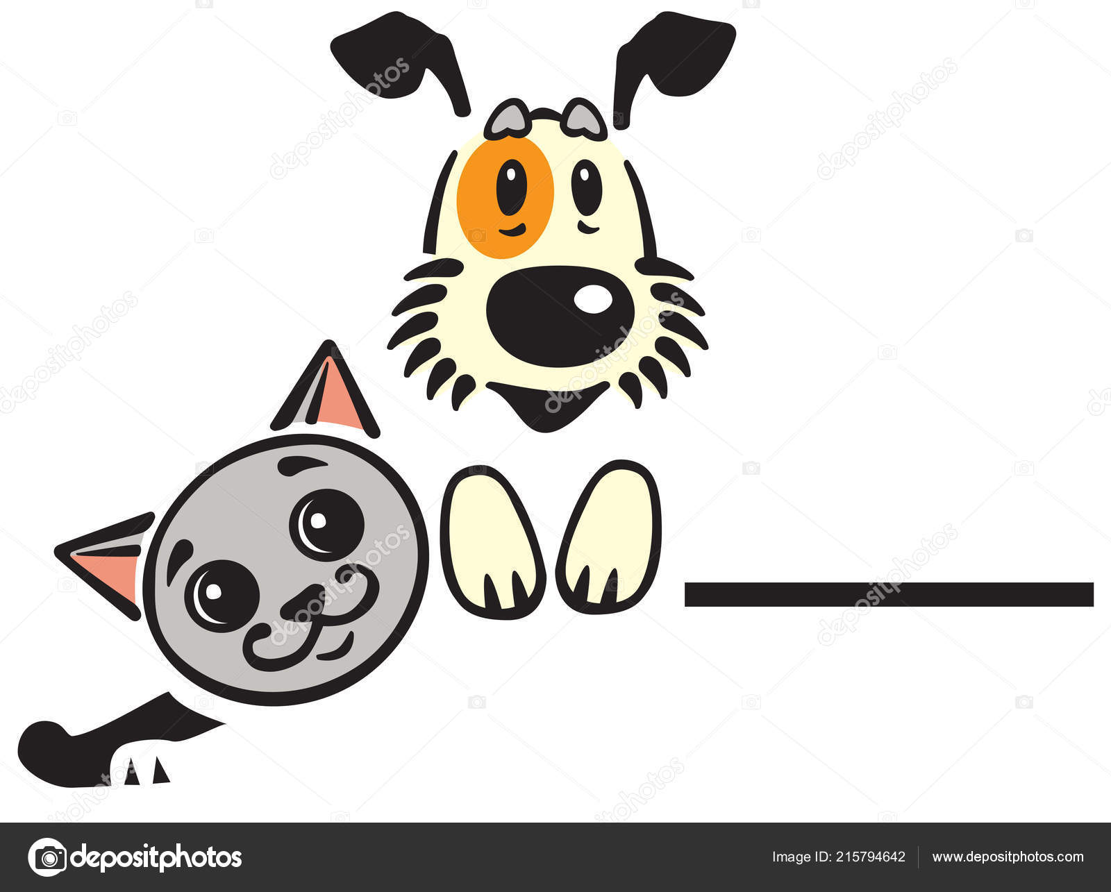 Dessin Animé Chiot Chien Chat Logo Vectoriel Icône Emblème