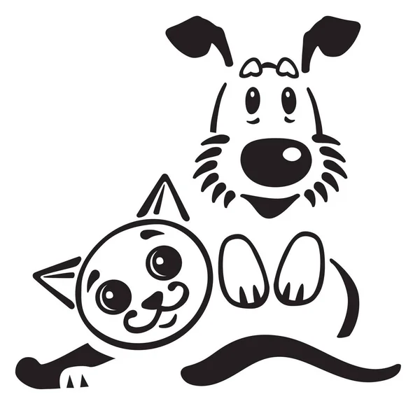 Cachorro Dibujos Animados Perro Gato Logo Icono Emblema Vector Blanco — Archivo Imágenes Vectoriales