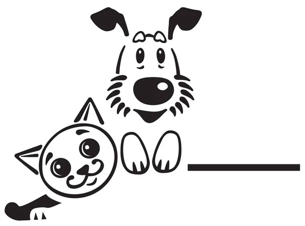 Cão Desenho Animado Gato Logotipo Ícone Emblema Vetor Preto Branco —  Vetores de Stock