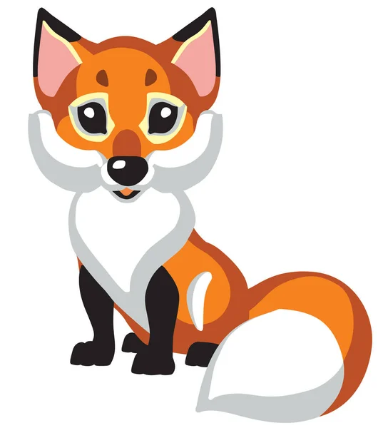 Cartoon Red Fox Isolated Vector Baby Little Kid — Stock Vector