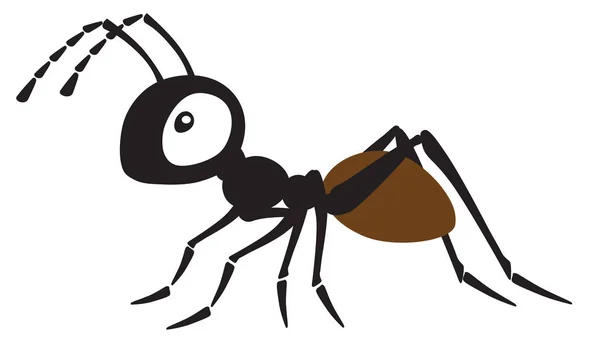 Cartoon Ant Insect Side View Vector Illustration Isolated White — Stock Vector