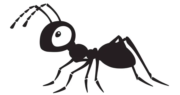 Cartoon Ant Insect Side View Black White Vector Illustration — Stock Vector